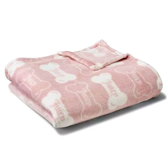 Juicy Couture Pet Soft Plush Pink Microfiber Throw Blanket for Cats Dogs - Picture 6 of 11